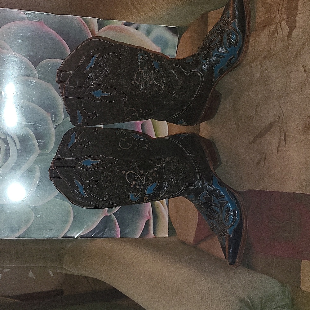 Pecos Bill Leather Cowboy Boots 8 - Picture 13 of 14